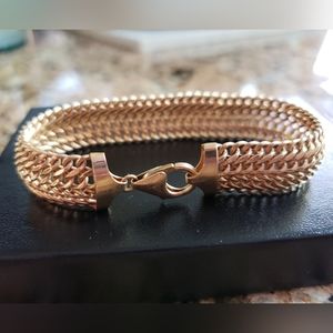 14k Italian Quad Solid Chain Linked Bracelet